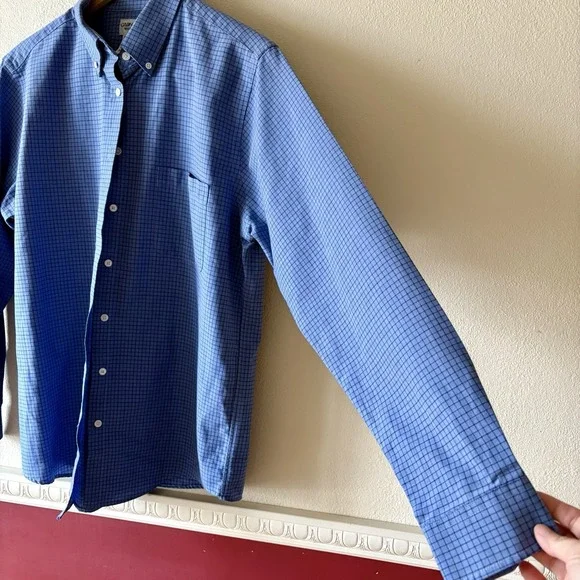 Cabin Creek Wrinkle Free Button Up Shirt Women's 14 Tall Blue Plaid Long Sleeve - Picture 3 of 7